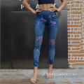 Leggings de ioga de logotipo personalizado da cintura alta para mulheres